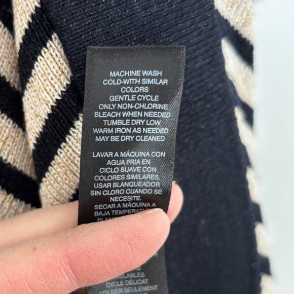 Chico's Travelers Open Cardigan Wrap Metallic Gold and black stripes size 1/Med - Picture 7 of 7